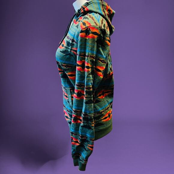 Character Hero Hoodie Men's Small Fair Isle Native African Print Sweatshirt - Picture 3 of 4